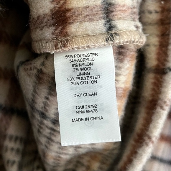 Joie Wool Women’s Button Front Pockets Plaid Jacket Shacket Tan Brown Size Small - Picture 9 of 9